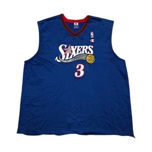 90s Allen Iverson Philadelphia 76ers Champion Blue Jersey